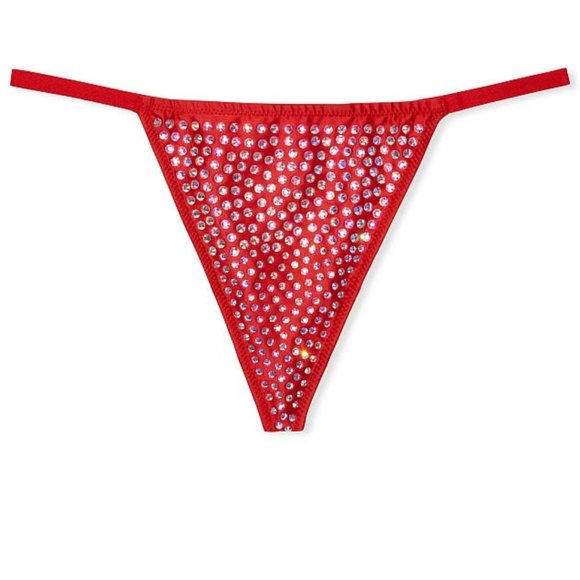 Last Pair in Size Small VS S Subtle Shine V-String Panty Red Embellished NWT - Picture 2 of 13